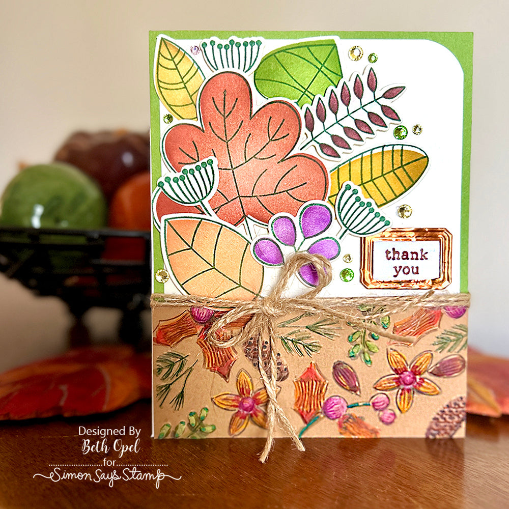 Simon Says Clear Stamps Two Step Simple Leaves 2076ssc Thanks Card