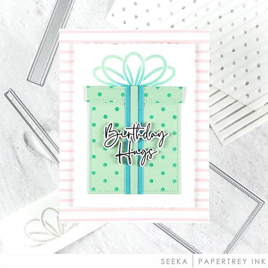 Papertrey Ink Beautiful Bows Stencils-0061 birthday hugs