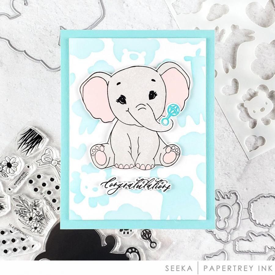 Papertrey Ink Baby Clouds Stencil-0072 congrats