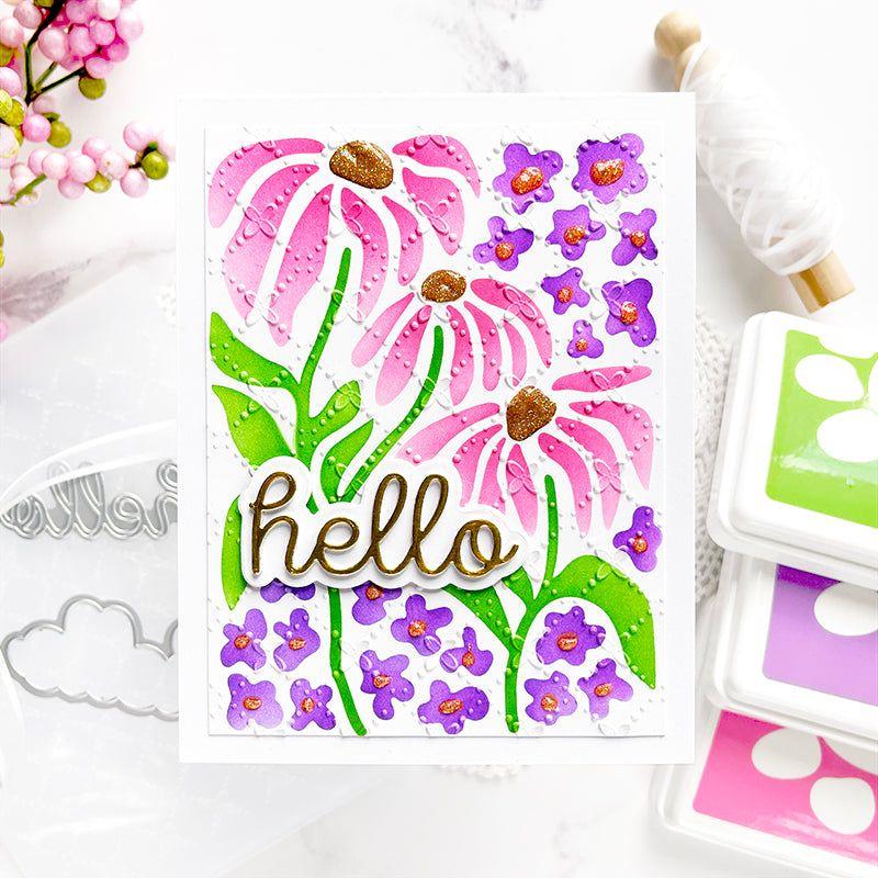 Simon Says Stamp Stencils Retro Flowers ssst221710 Hello Card  | color-code:ALT01