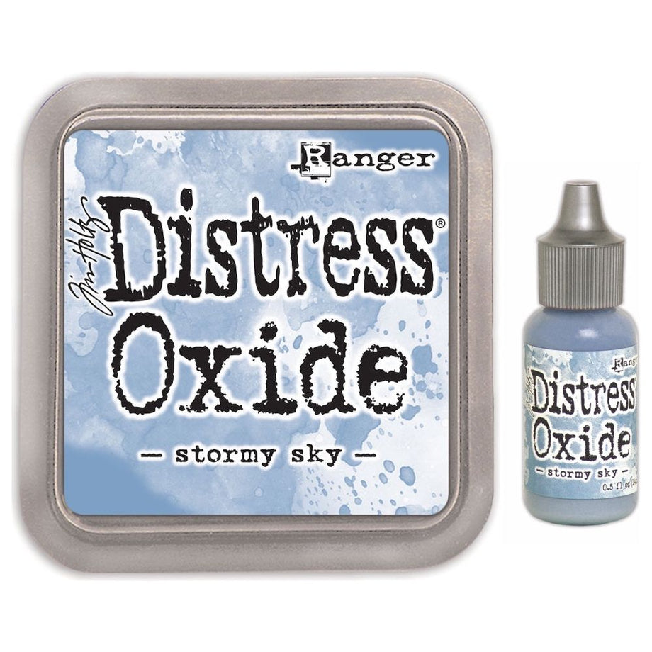 Tim Holtz Distress Stormy Sky Oxide Ink Pad And Reinker Bundle Ranger