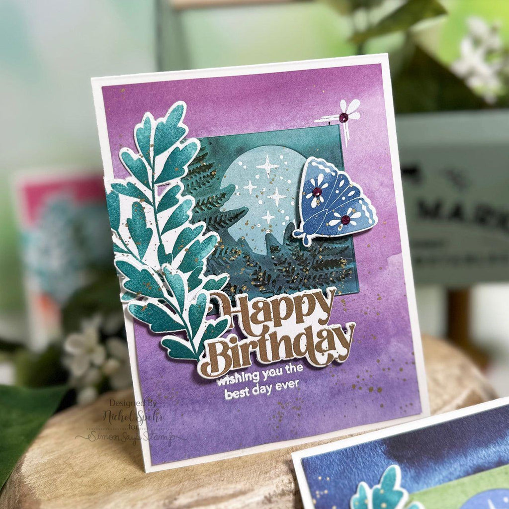 Simon Says Stamp Emboss And Cut Folder Sunny Fern sf270 Birthday Card | color-code:ALT05