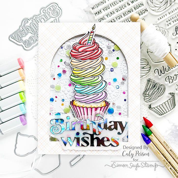 Pinkfresh Studio Picture Perfect 6 x 6 Paper Pack 232224 Cupcake Birthday Wishes Card | color-code:ALT01