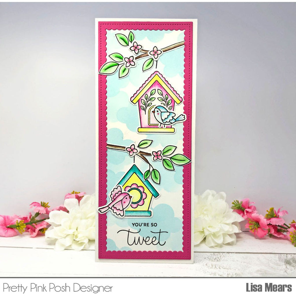 Pretty Pink Posh Spring Birdhouses Clear Stamps you're so tweet