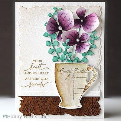 Penny Black Brew-Tea-Ful Clear Stamp and Die Set love you