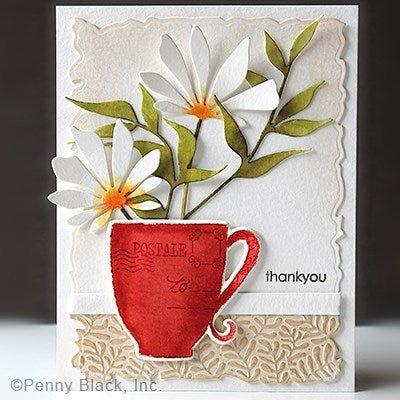 Penny Black Brew-Tea-Ful Clear Stamp and Die Set thank you