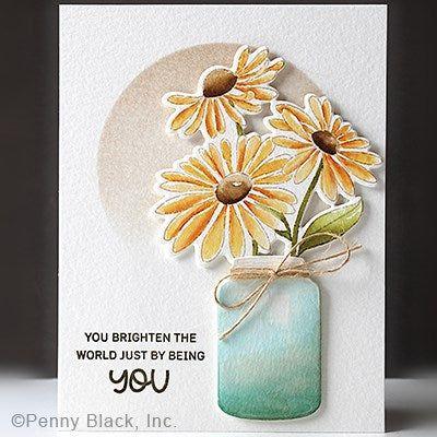 Penny Black Blooms Clear Stamp and Die Set brighten the world