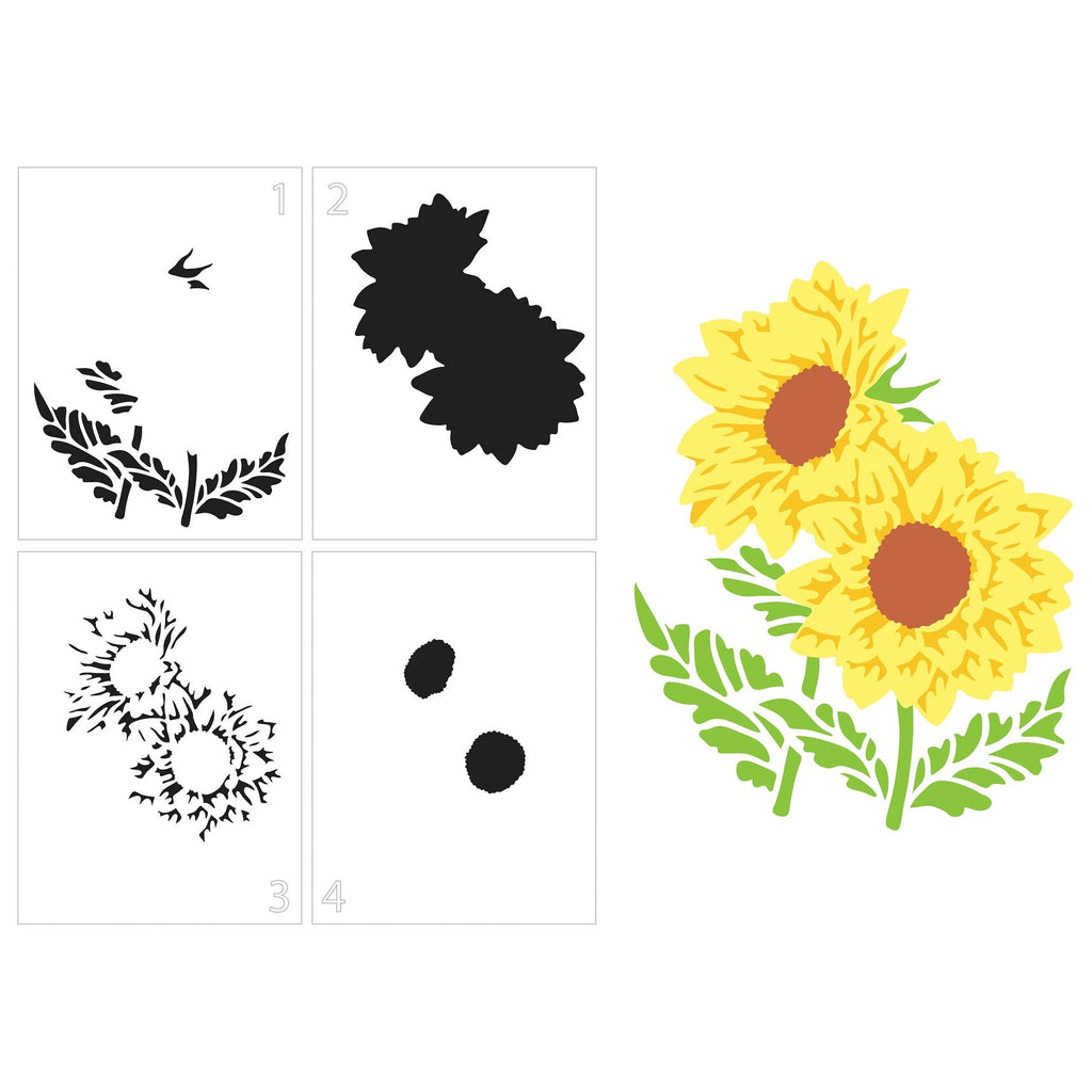 The Crafter’s Workshop Layered Sunflowers Stencil tcw6058