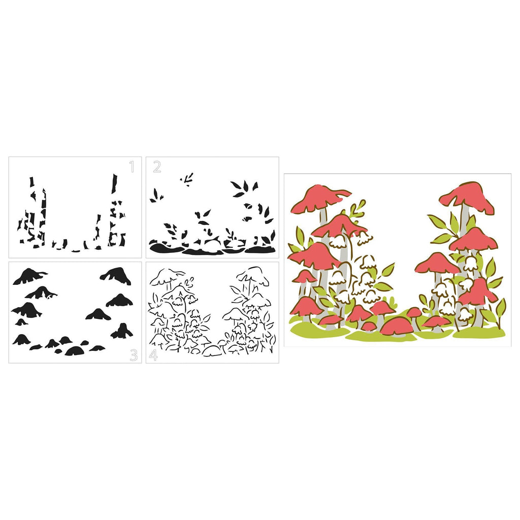 The Crafter’s Workshop Layered Mushroom Forest Stencil tcw6060