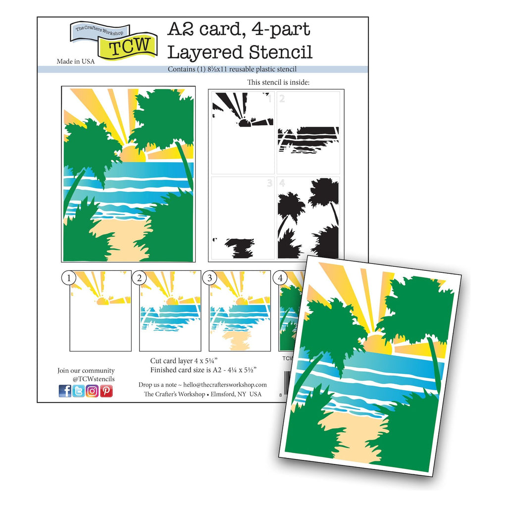 The Crafter’s Workshop Layered Tropical Sunset 8.5x11 Stencils tcw6066