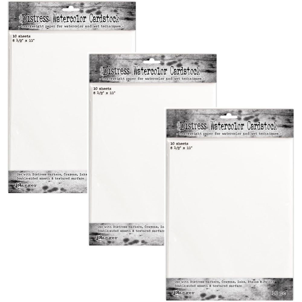 Tim Holtz 8.5 x 11 Distress Watercolor Cardstock 3 Pack Bundle