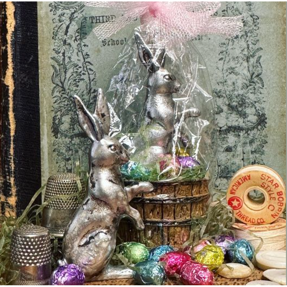 Tim Holtz Idea-ology SALVAGED RABBITS th94303 Metal bunnies