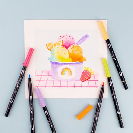 Tombow Yay Sorbet Dual Brush Pen Art Markers 56240 in use