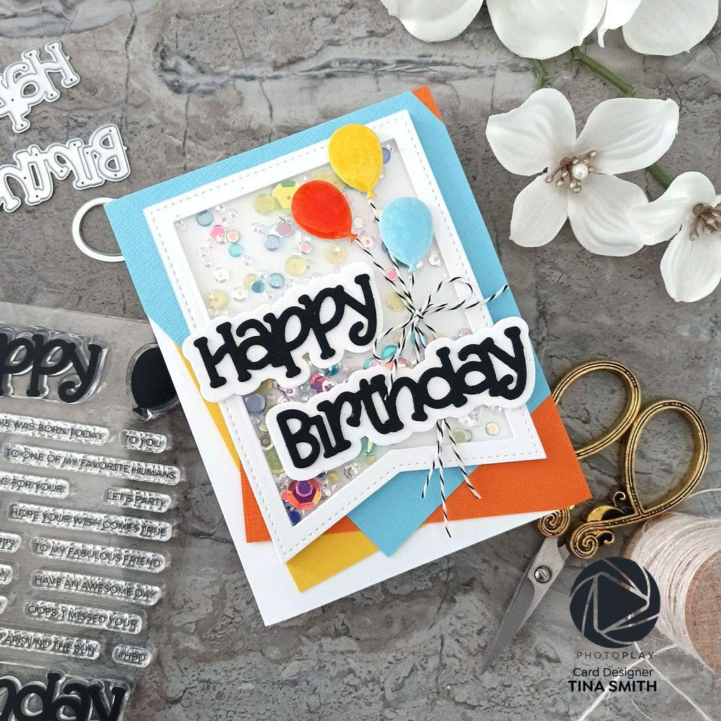 PhotoPlay HAPPY BIRTHDAY Clear Stamp Set sis3808 Shaker Card