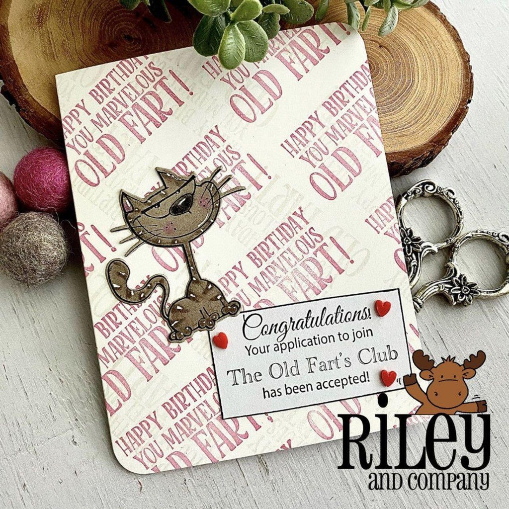 Riley And Company Funny Bones Old Farts Club Cling Rubber Stamp rwd-1172 congratulations