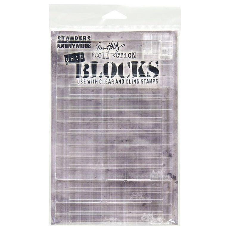 Tim Holtz 9 Acrylic Grid Blocks Set to Cling Stamps 521736