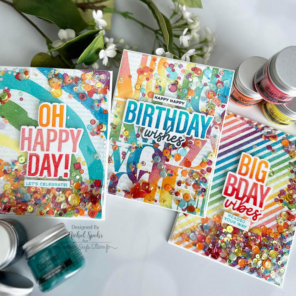 Tim Holtz Distress Embossing Glaze Seedless Preserves Ranger tde79200 Bright Happy Birthday Cards