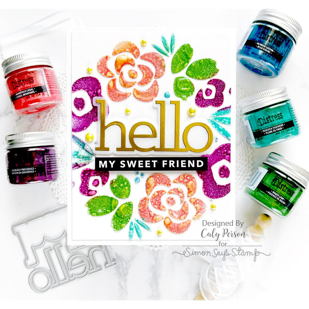 Tim Holtz Distress Embossing Glaze Mowed Lawn Ranger tde84082 Hello My Sweet Friend Card | color-code:ALT01