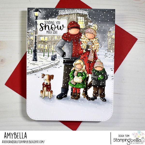 Stamping Bella Uptown Winter Family & Dog Cling Stamps eb1265 sending snow much love