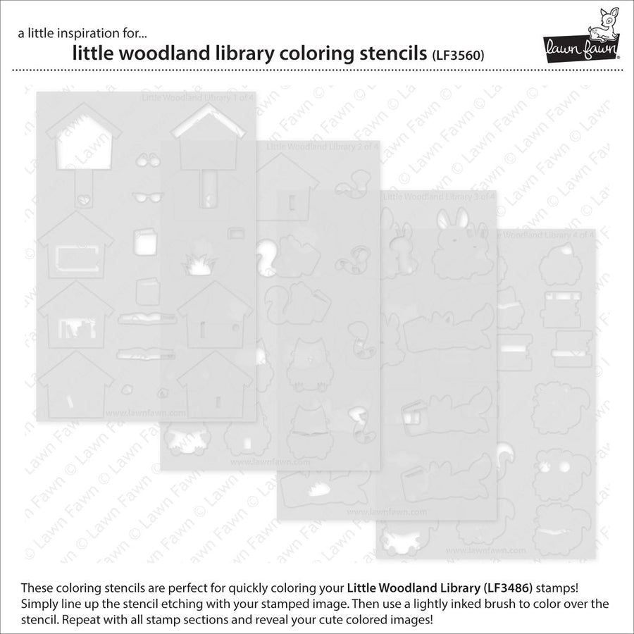 Lawn Fawn Little Woodland Library Coloring Stencils lf3560 Individual Stencils