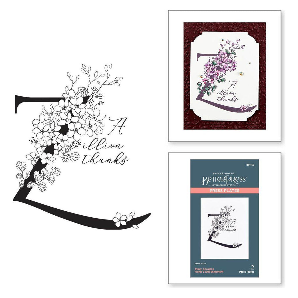 bp-149 Spellbinders Floral Z and Sentiment Press Plates product image