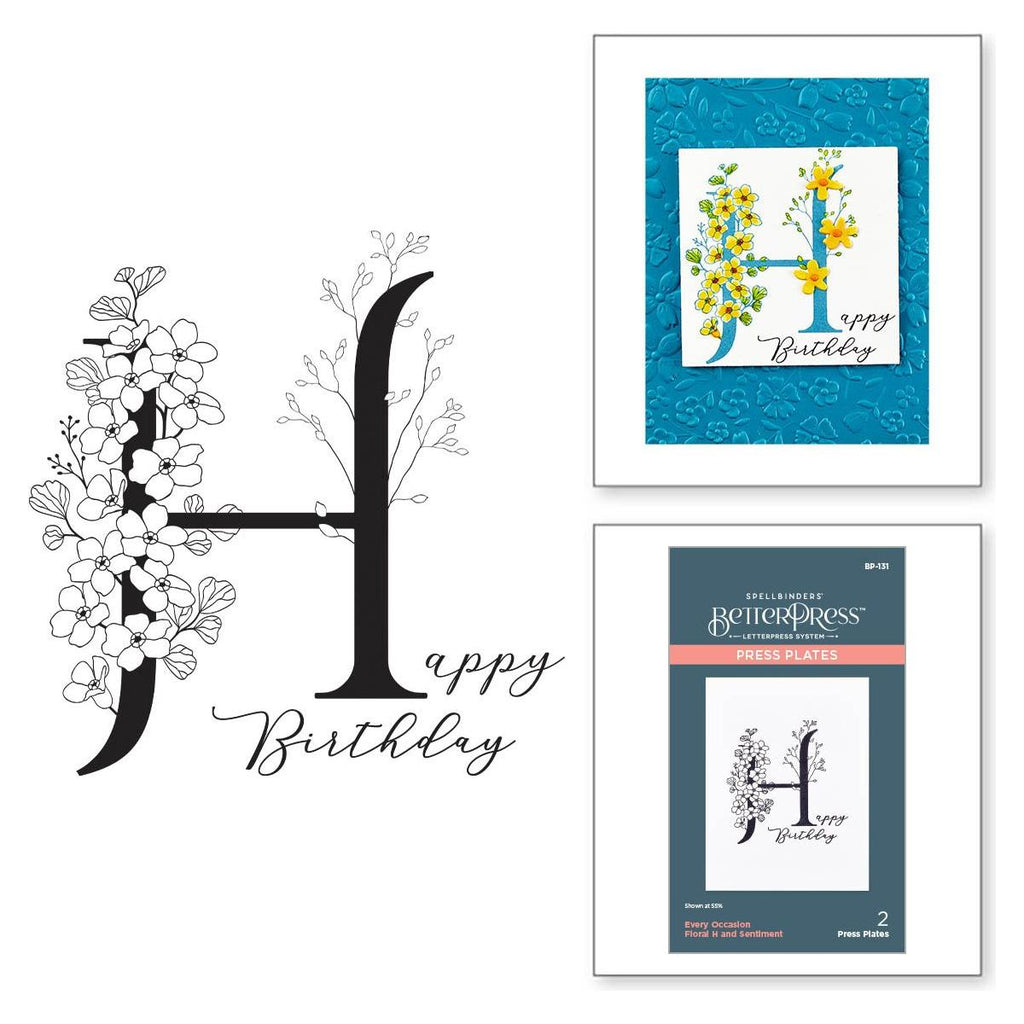 bp-131 Spellbinders Floral H and Sentiment Press Plates product image