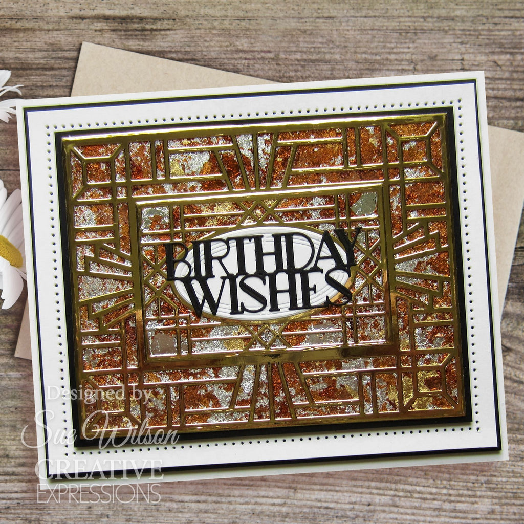 Creative Expressions Art Deco Birthday Wishes Mini Expressions Die cedme144 gilded background