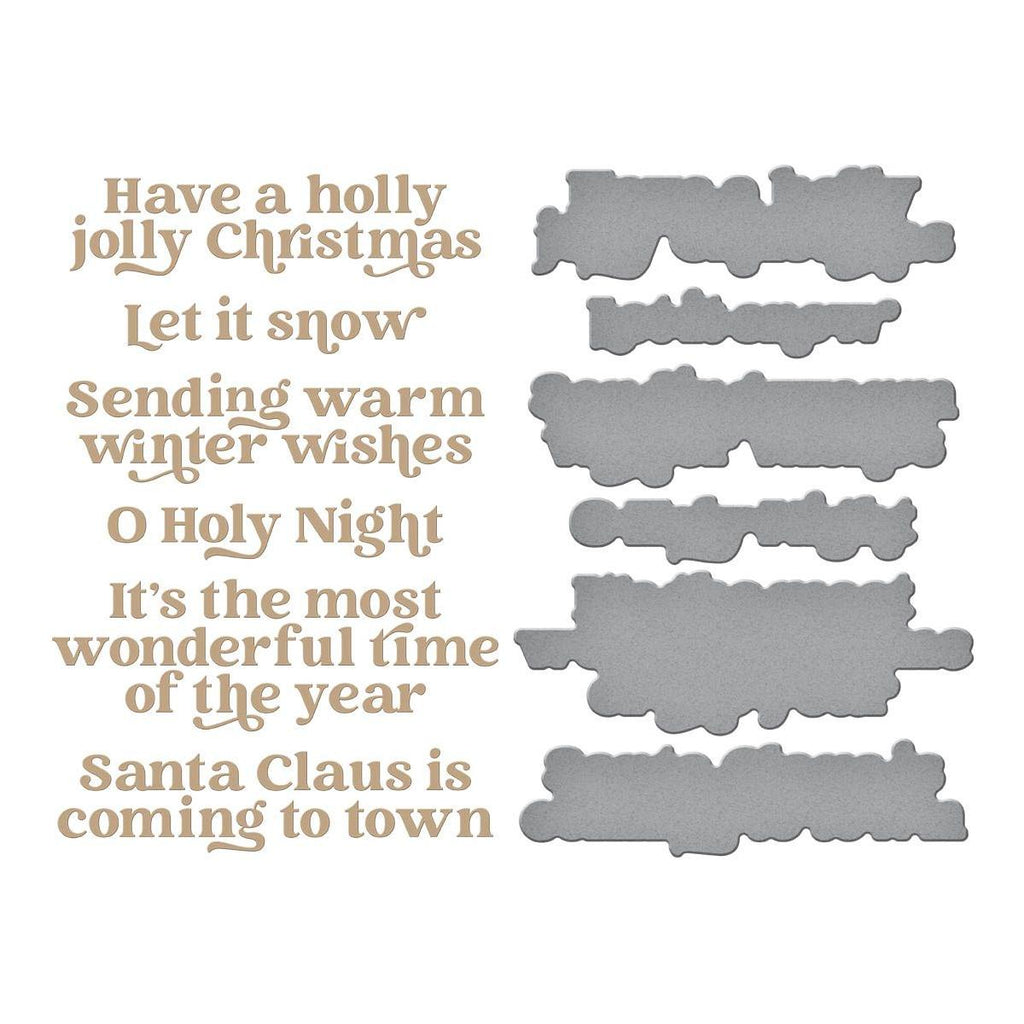 glp-433 Spellbinders Wonderful Winter Sentiments Glimmer Hot Foil Plate and Etched Die Set