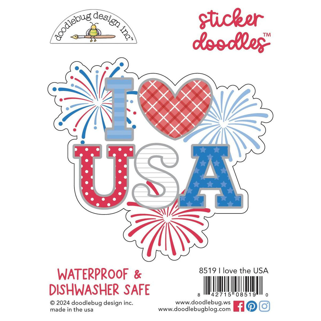 Doodlebug I Love the USA Sticker Doodles 8519