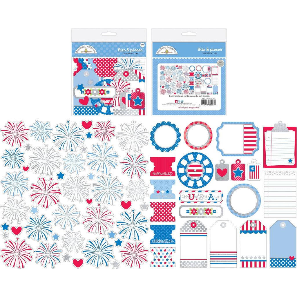 Doodlebug Hometown USA Bits and Pieces Ephemera Die Cut Shapes 8527