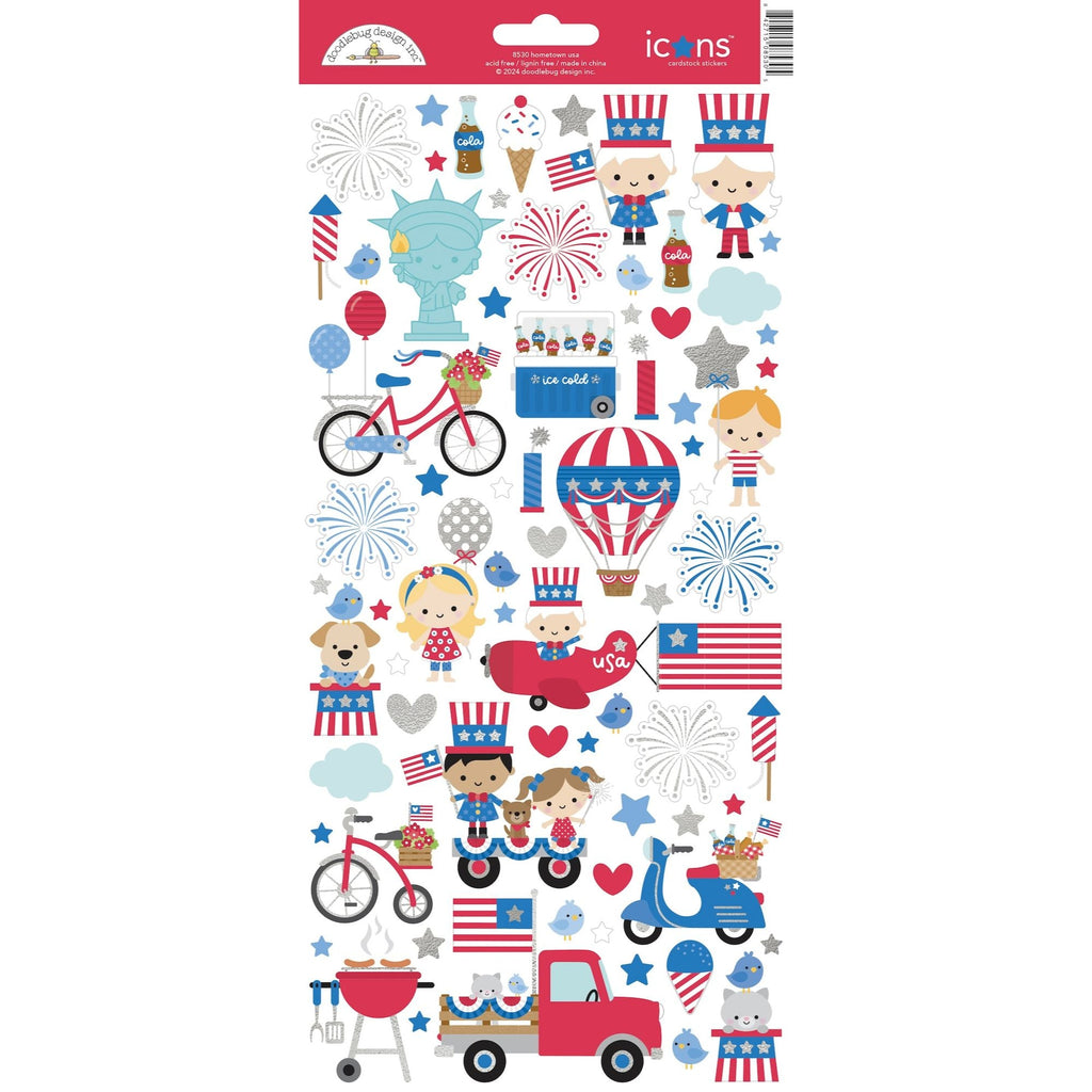 Doodlebug Hometown USA Icons Stickers 8530