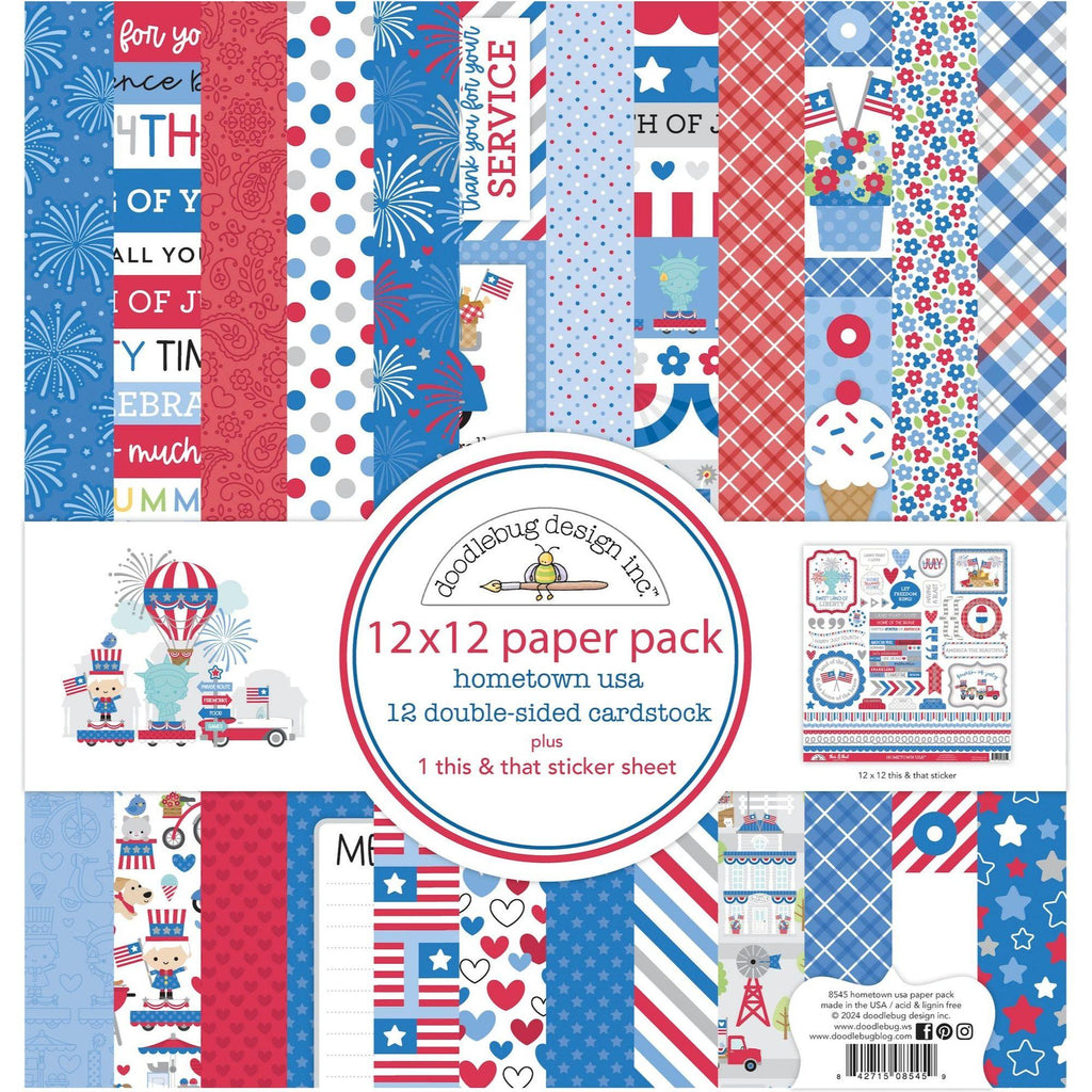 Doodlebug Hometown USA 12x12 Inch Paper Pack 8545