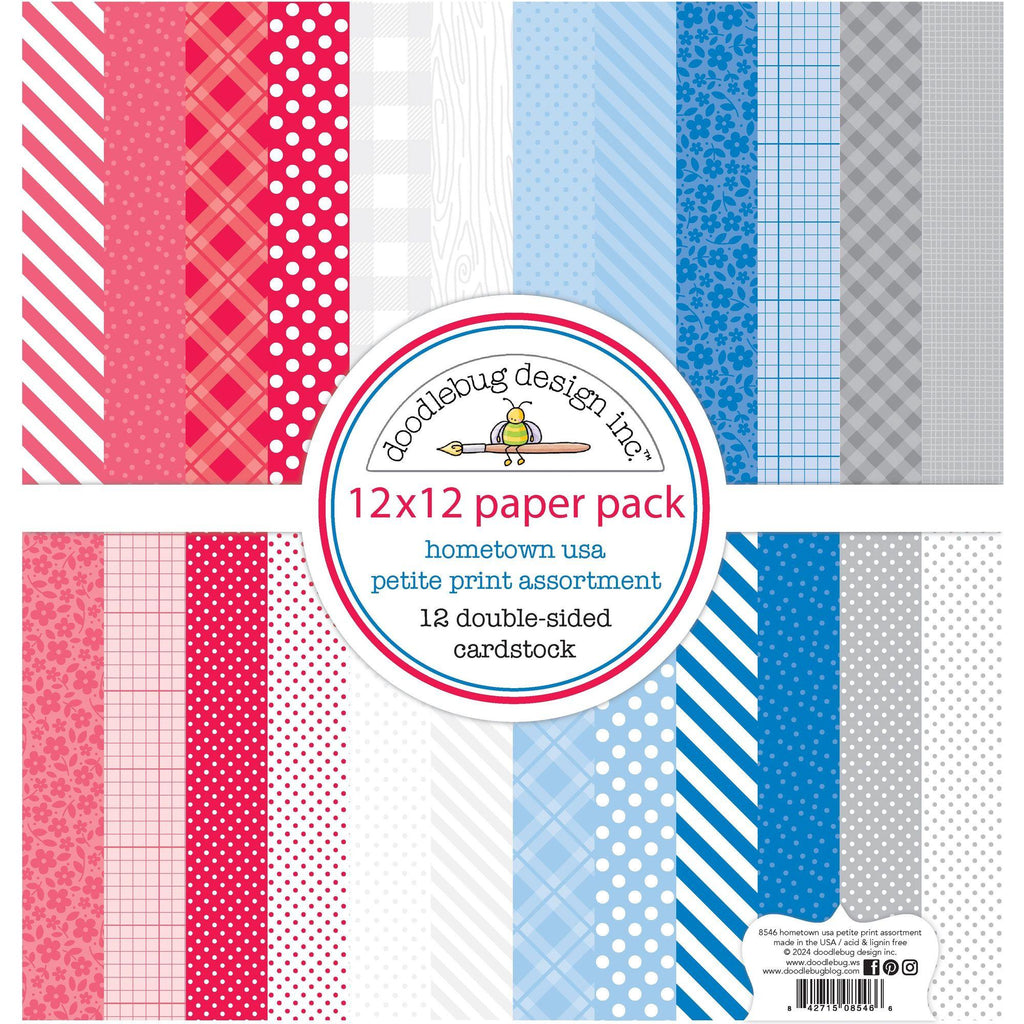 Doodlebug Hometown USA Petite Prints 12x12 Inch Assortment Pack 8546