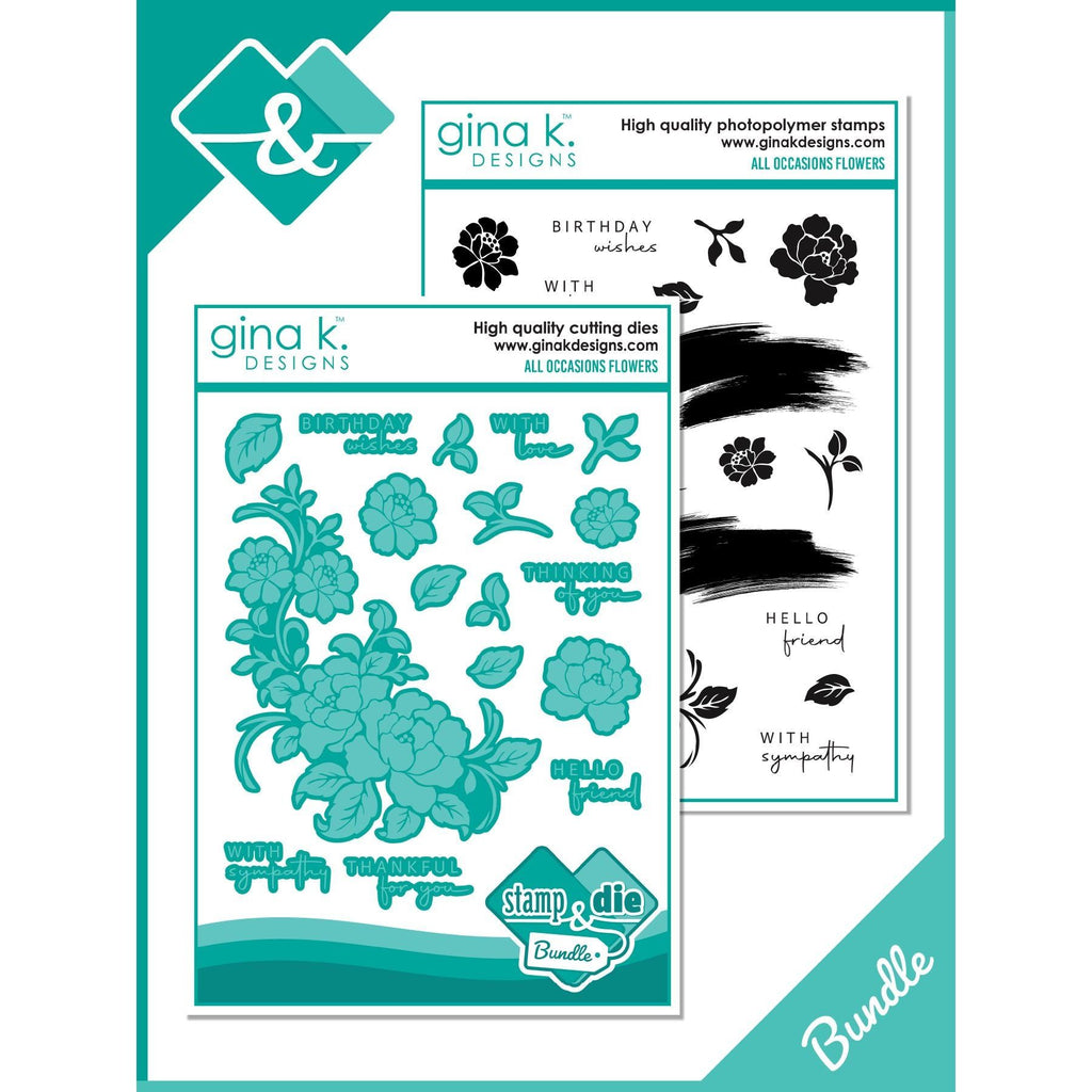 Gina K Designs All Occasion Flowers Clear Stamp and Die Bundle die0408