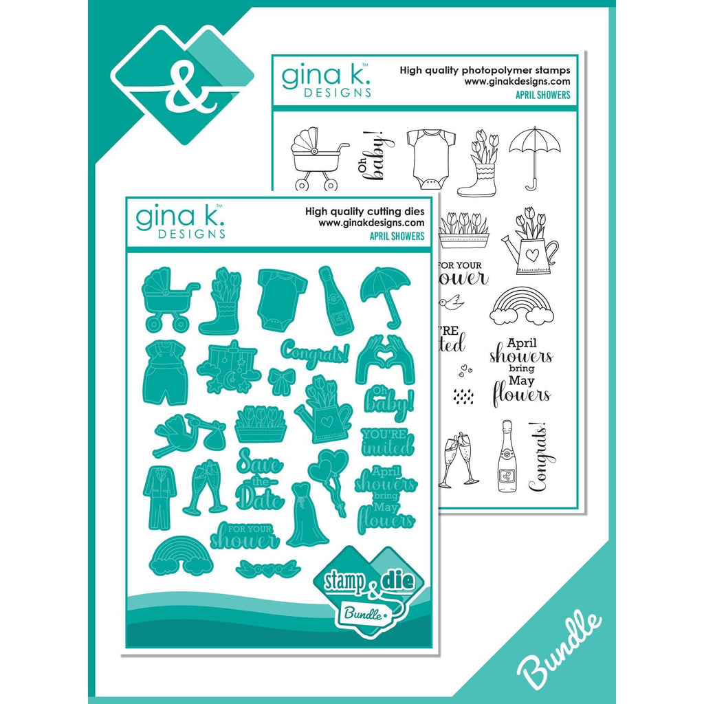 Gina K Designs April Showers Clear Stamp and Die Bundle die0399