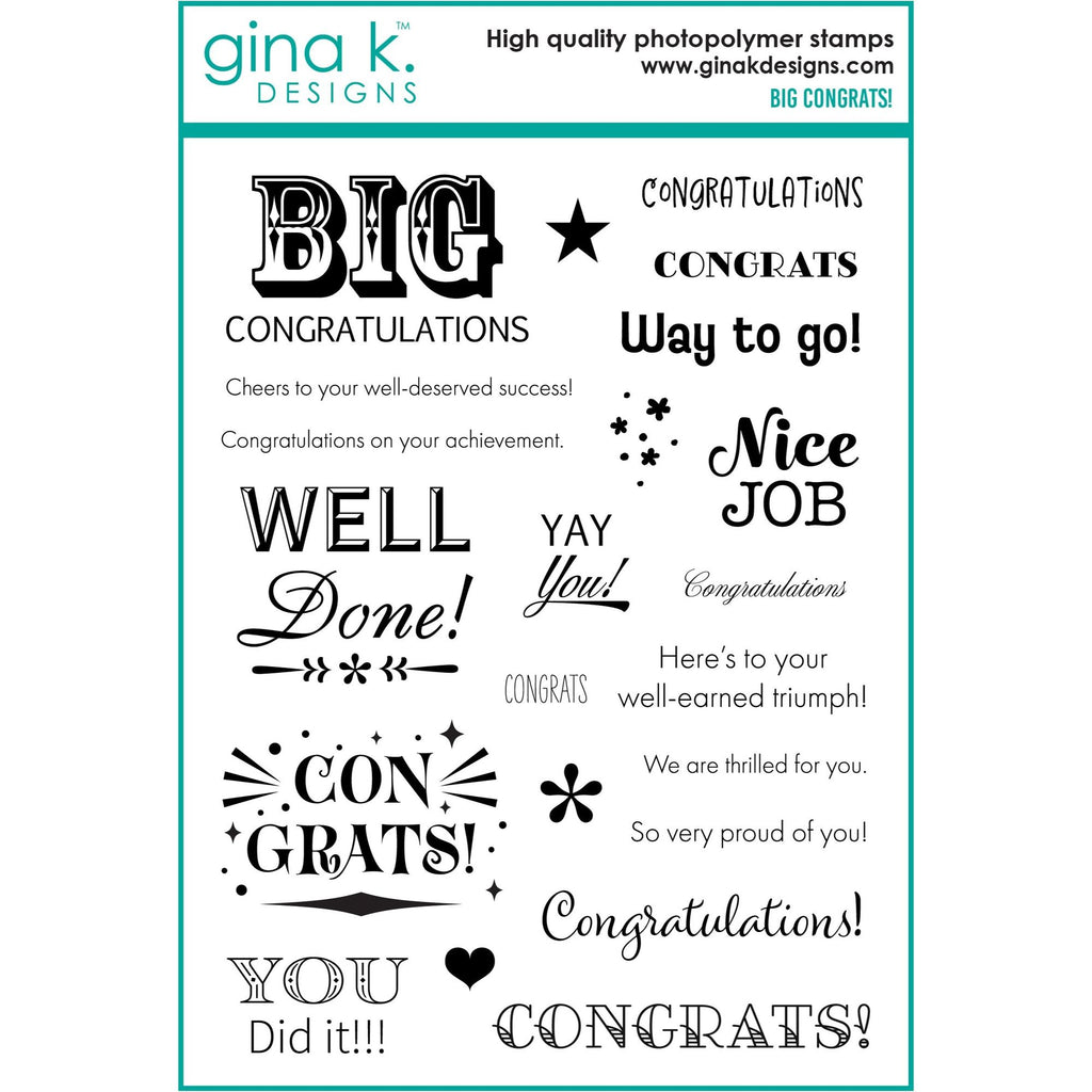 Gina K Designs Big Congrats Clear Stamps dw26