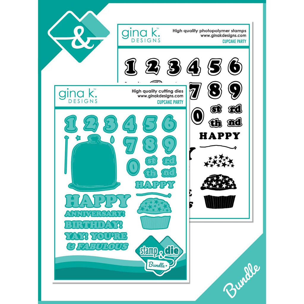 Gina K Designs Cupcake Party Clear Stamp and Die Bundle die0410