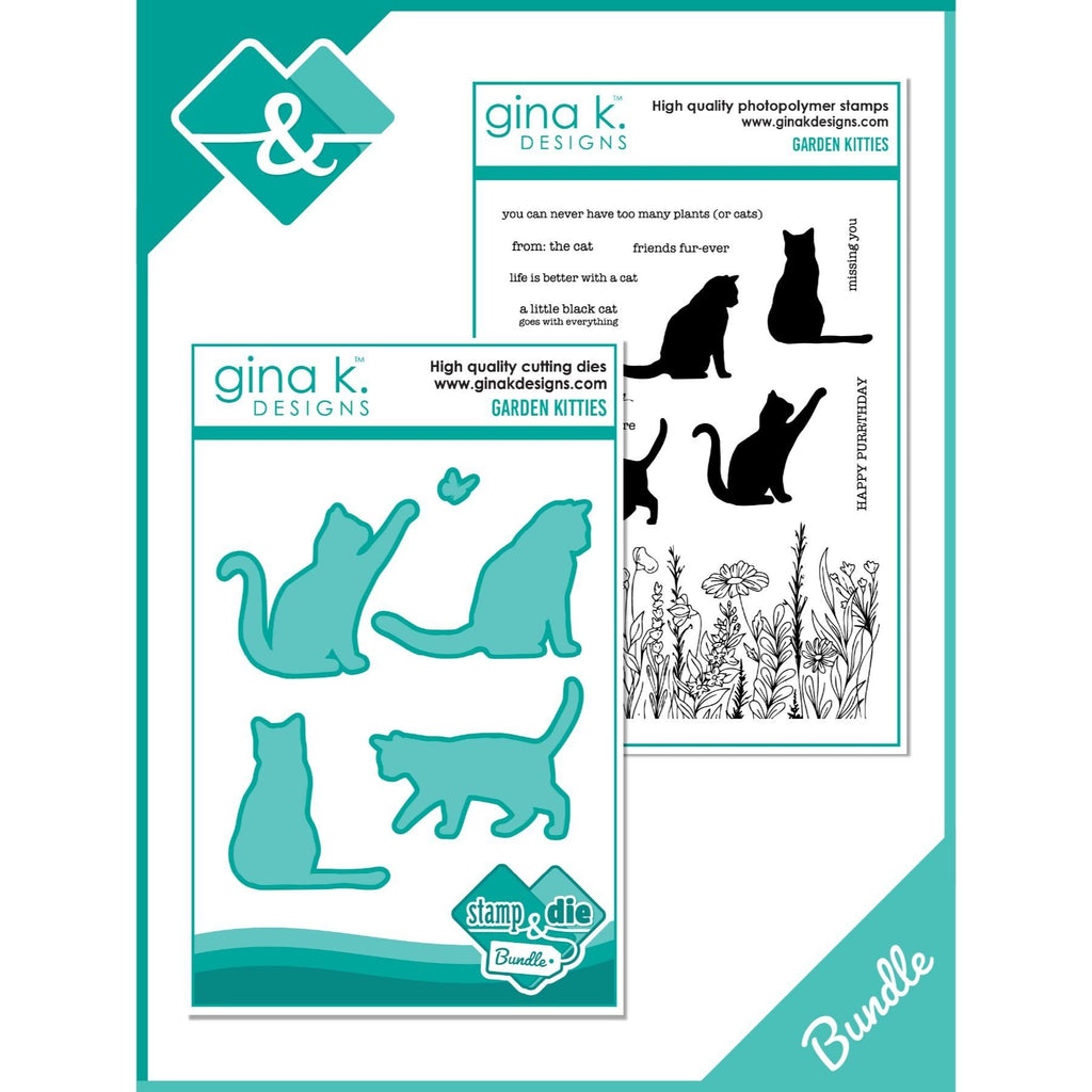 Gina K Designs Garden Kitties Clear Stamp and Die Bundle die0412