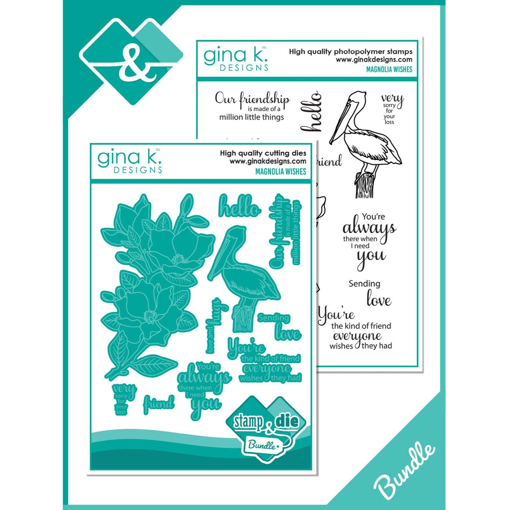 Gina K Designs Magnolia Wishes Clear Stamp and Die Bundle die0414