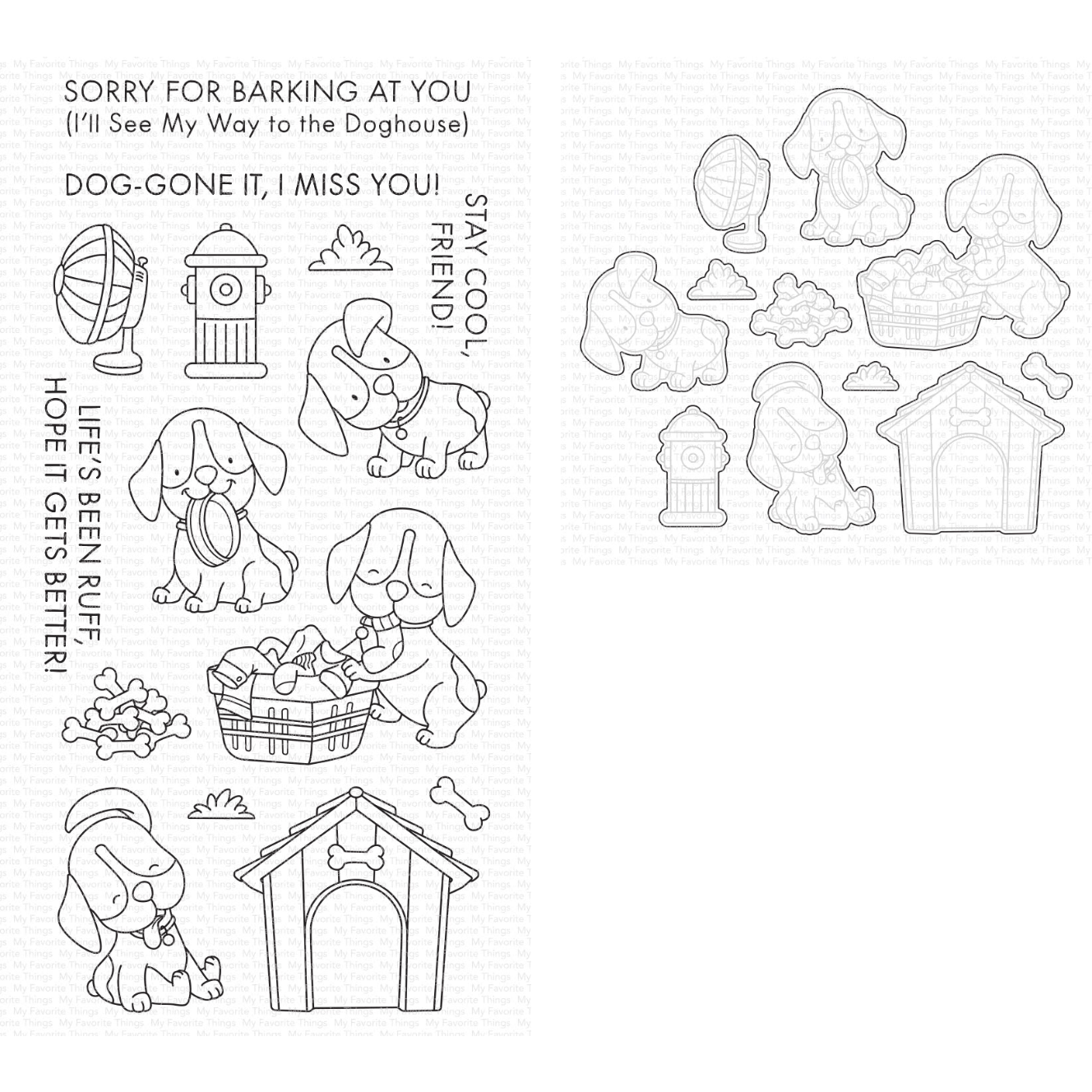 My Favorite Things Playful Pups Clear Stamp and Die Set