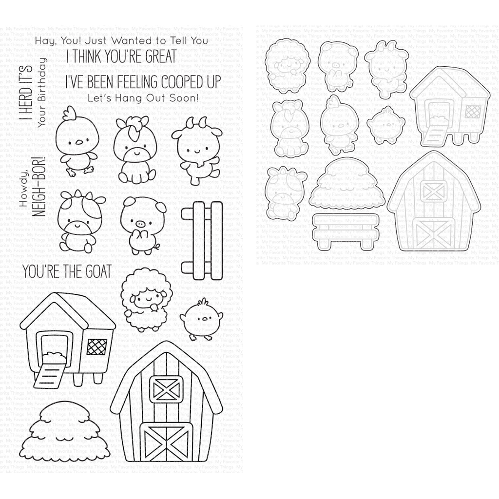 My Favorite Things Barnyard Bunch Clear Stamps and Dies