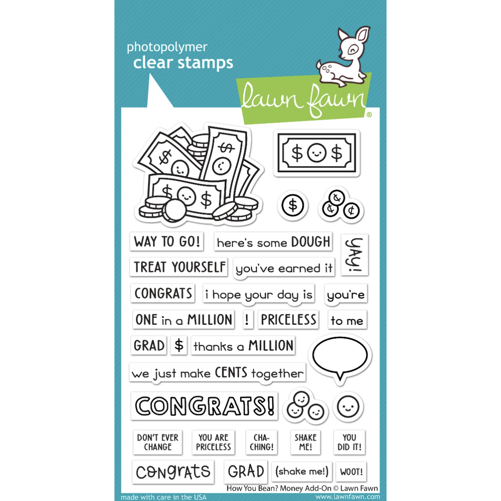 Lawn Fawn How You Bean? Money Add-On Clear Stamps lf3419