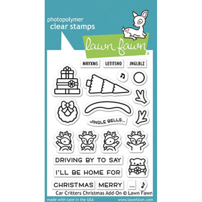 Lawn Fawn Car Critters Christmas Add-On Clear Stamps lf2423