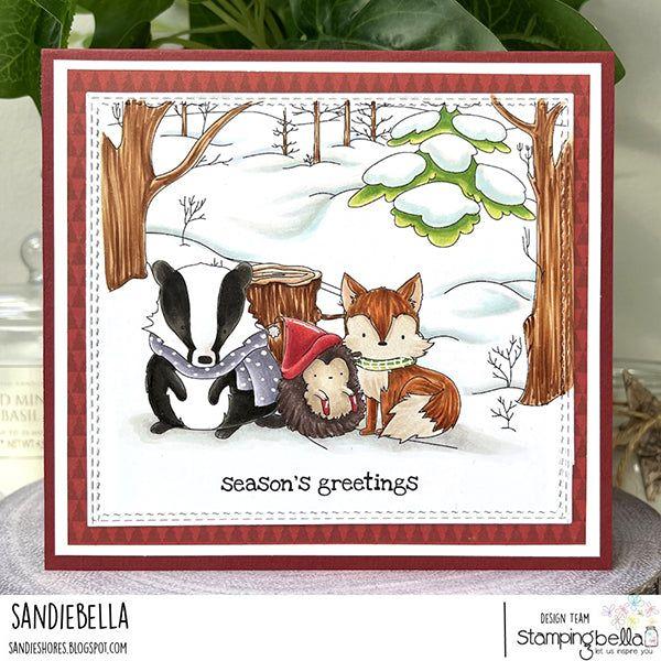 Stamping Bella Winter Woodland Backdrop Cling Stamp eb1269 season's greetings