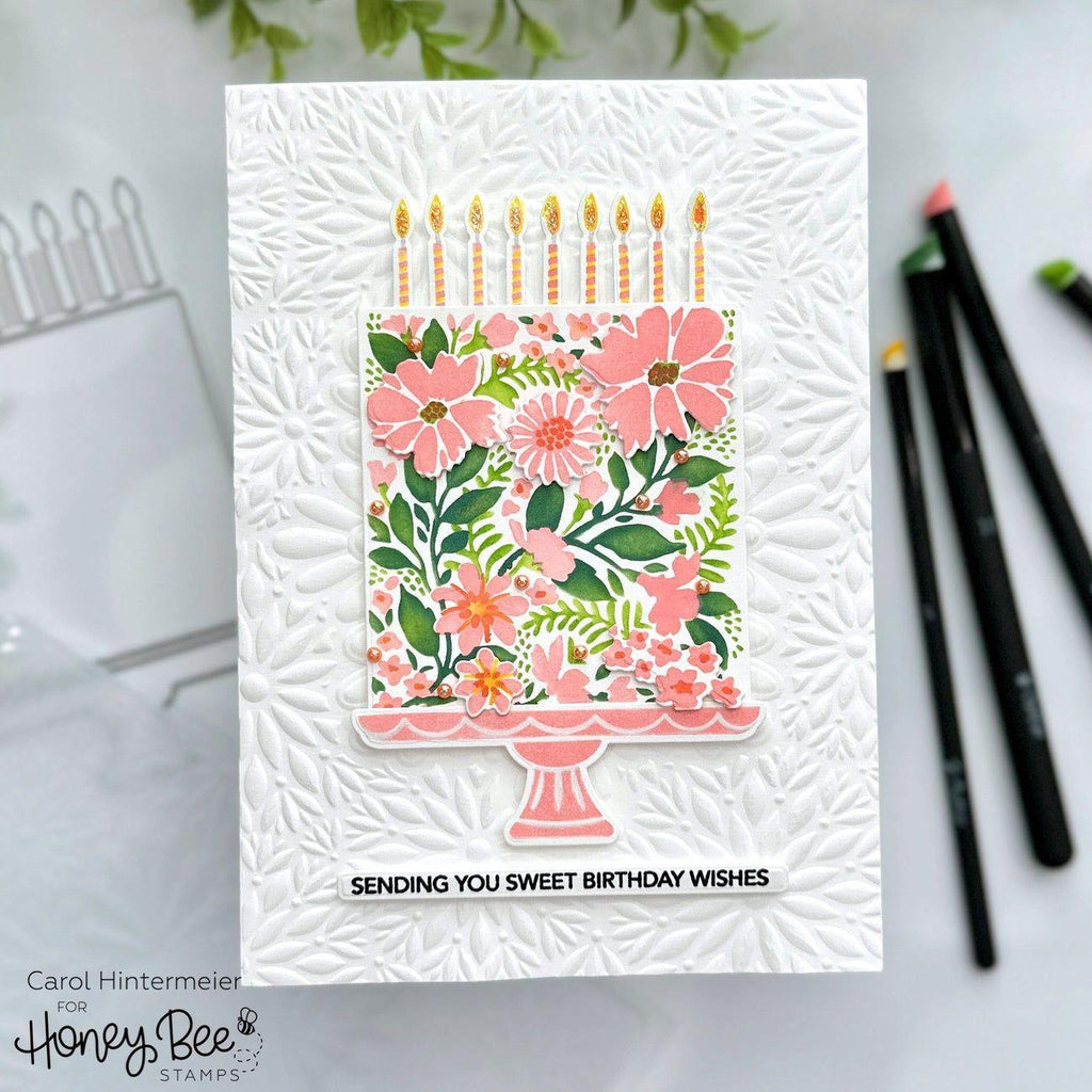 Honey Bee Wonderful Wishes Dies hbds-wowish Birthday Cake Card