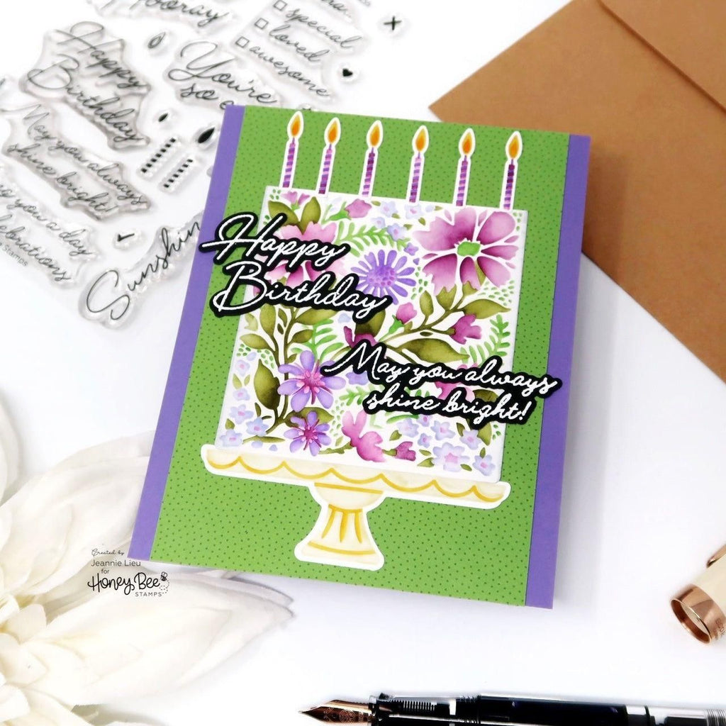 Honey Bee Wonderful Wishes Dies hbds-wowish Shine Bright Birthday Card