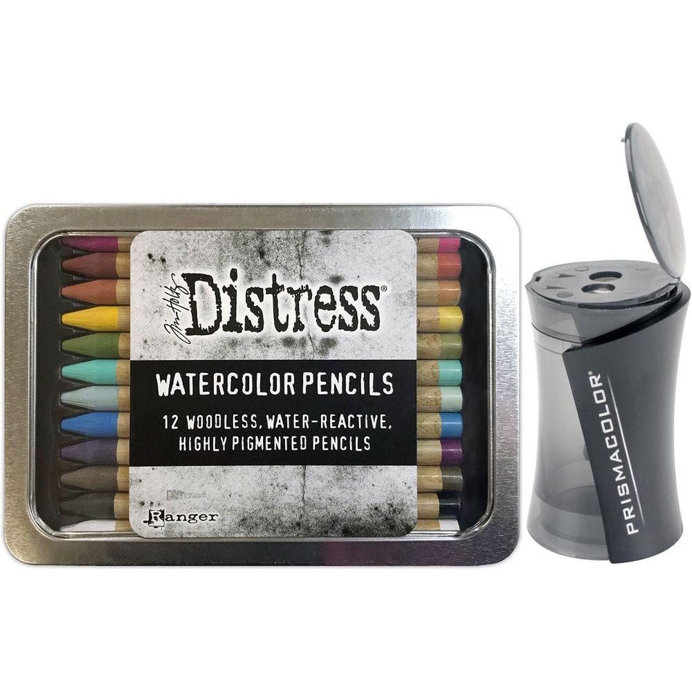 Tim Holtz Distress Watercolor Pencils Set 1 And Pencil Sharpener Bundle