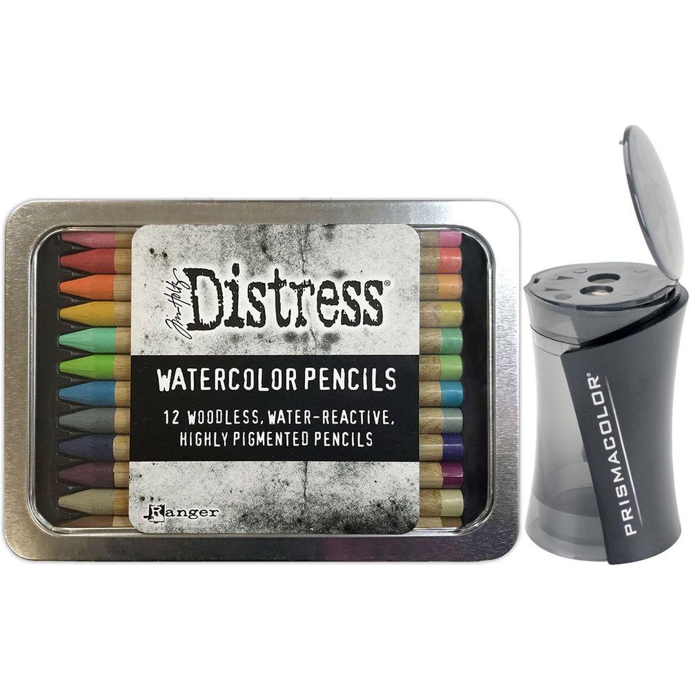 Tim Holtz Distress Watercolor Pencils Set 2 And Pencil Sharpener Bundle