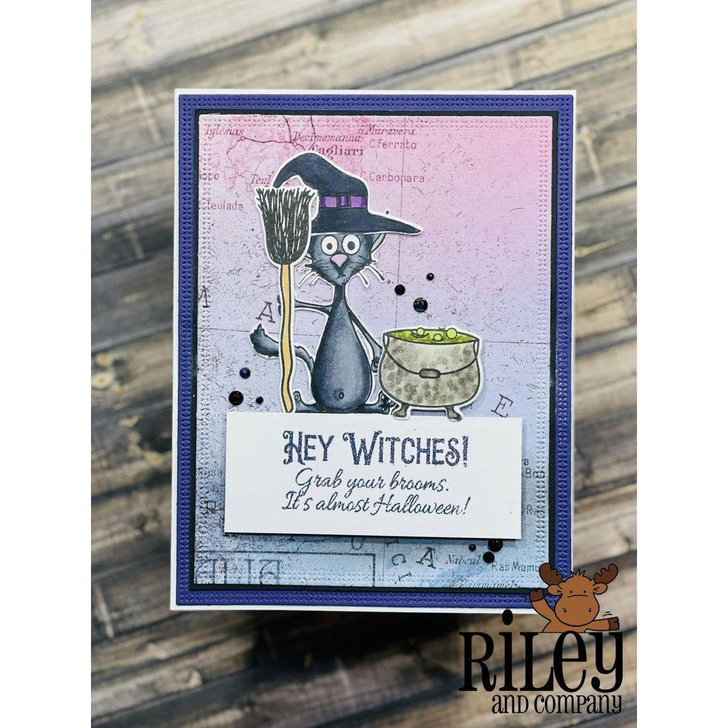 Riley And Company Funny Bones Hey Witches Cling Rubber Stamp rwd-1169 witches brew