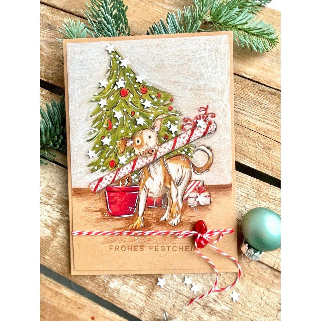 Colorado Craft Company Anita Jeram Furry Christmas Clear Stamps aj934 cute dog